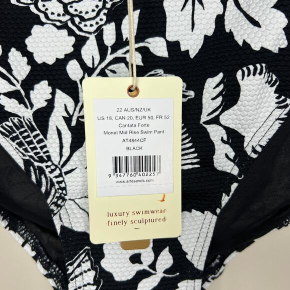 Artesands Cantata Forte Monet Mid Rise Curve Fit Brief‎ Black NWT Plus Size 18 - Picture 4 of 6